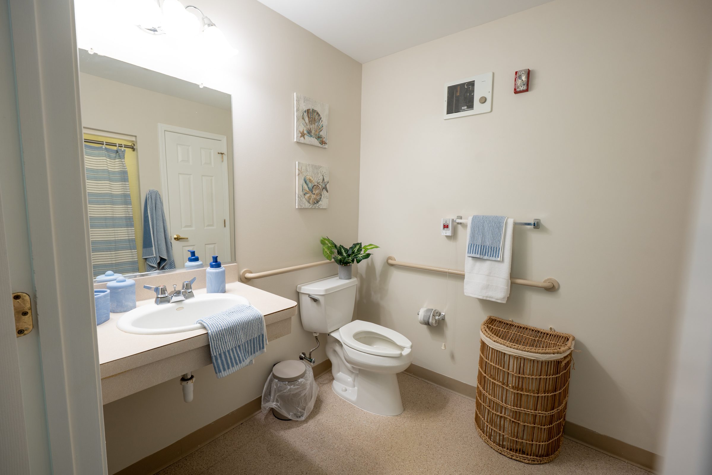 Accessible assisted living apartment bathroom