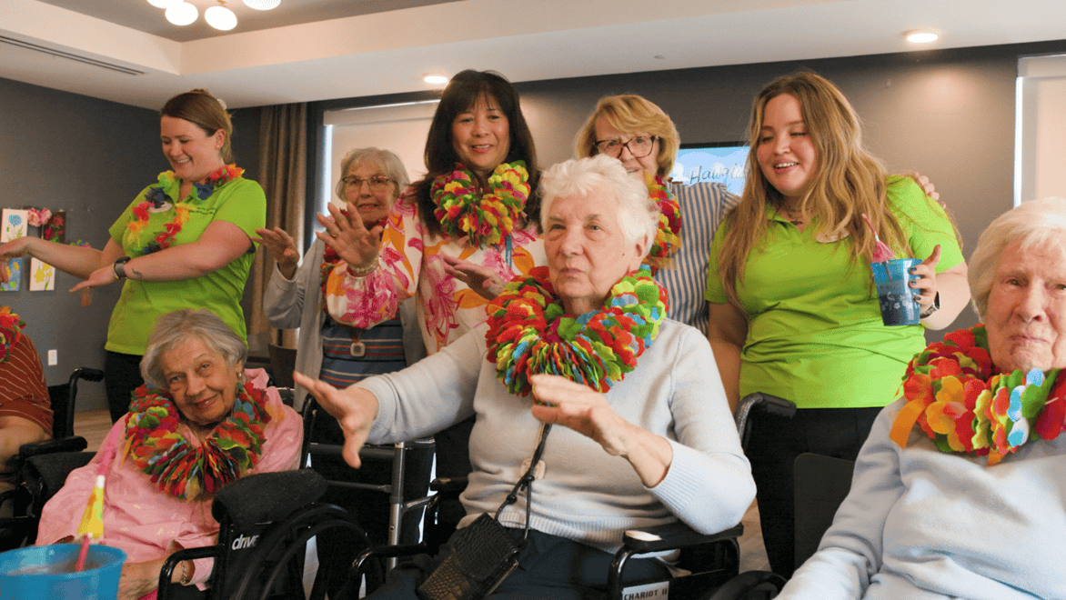 Basking Ridge residents and staff at an event