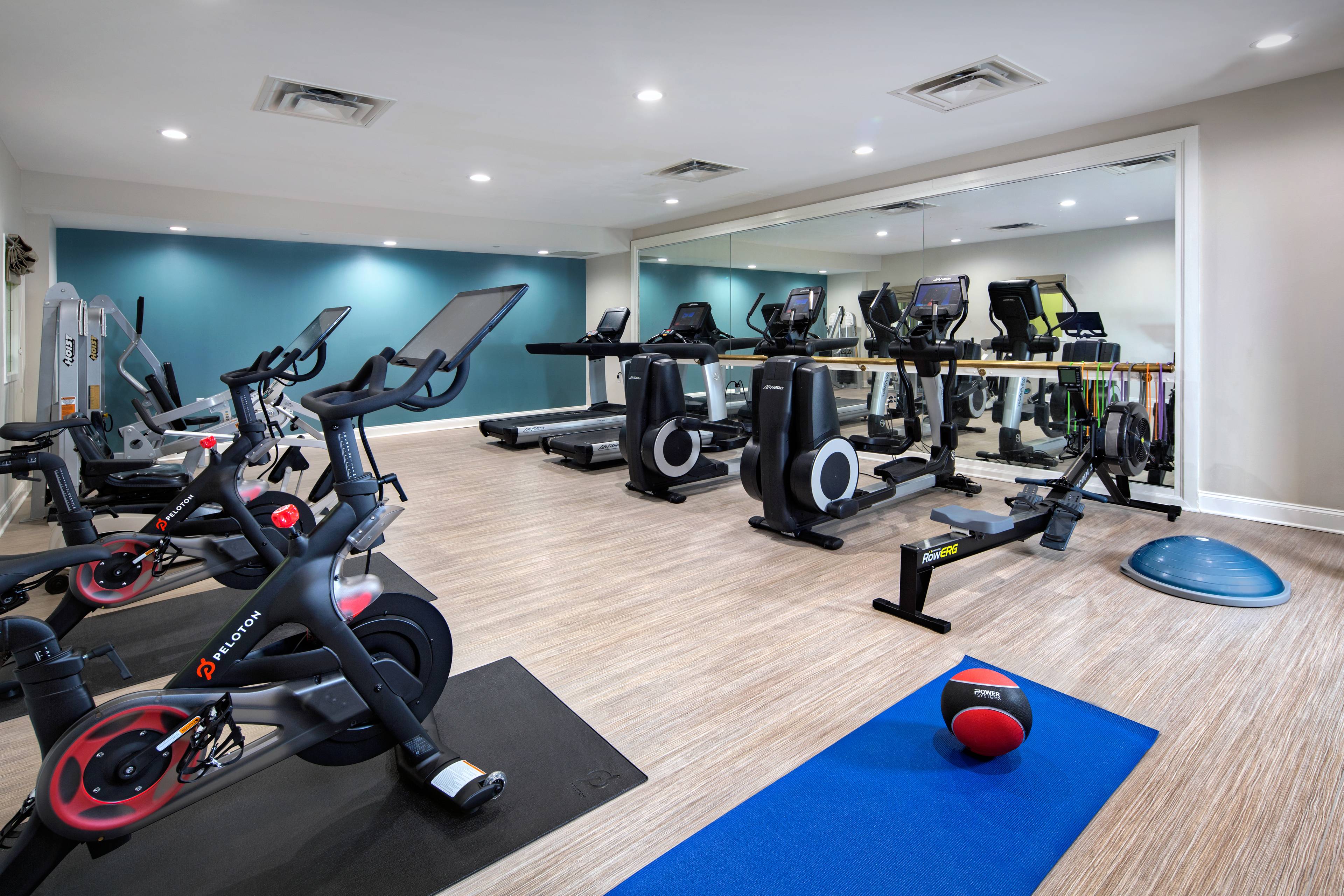 wideshot of the gym with machines
