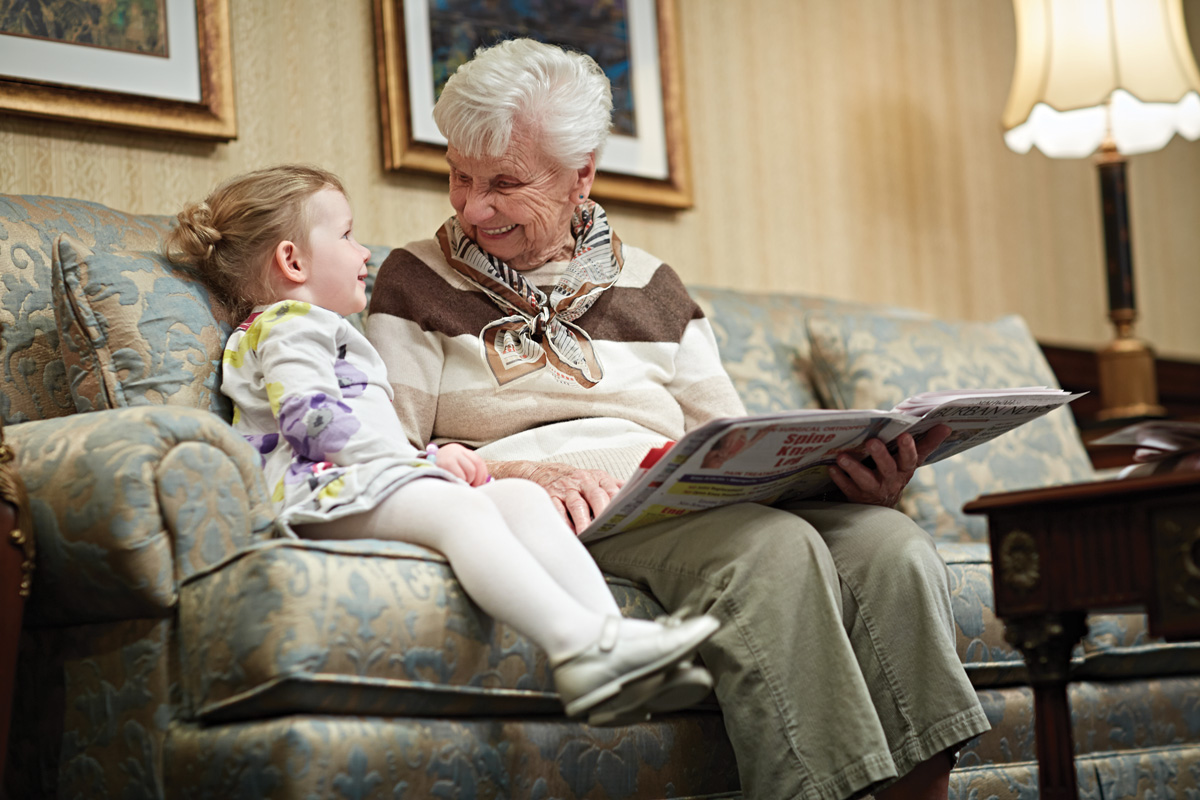 Residents and their loved ones enjoy a warm and welcoming atmosphere